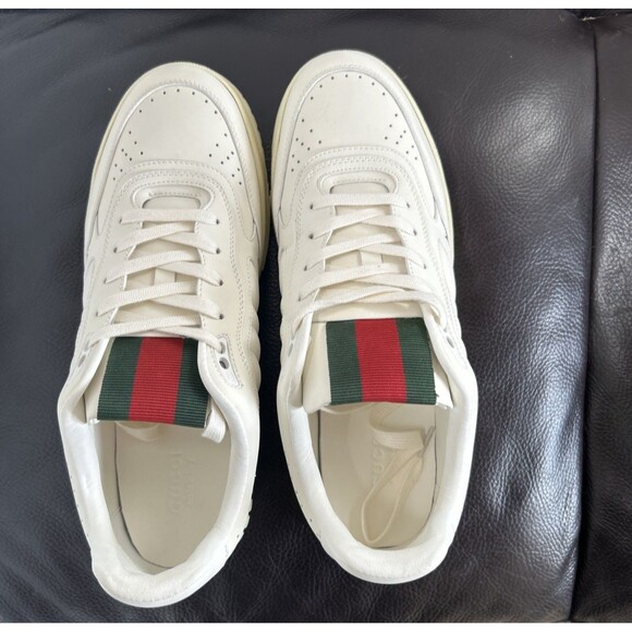 GUCCI Re-Web Low Top White Leather Sneakers Men’s Sneakers 12.5 USA $1190 main image 4